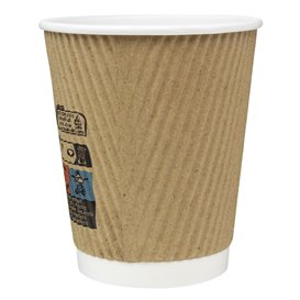 Paper Cup "Ripple Kraft" Brown 8 Oz/250ml Ø8cm (25 Units)