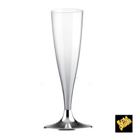 Plastic Stemmed Flute Sparkling Wine Niquel Chrome 140ml 2P (20 Units)