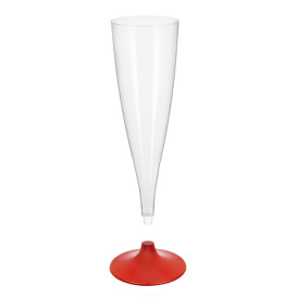 Plastic Stemmed Flute Sparkling Wine Red 140ml 2P (20 Units)
