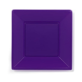 Plastic Plate Flat Square shape Lilac 23 cm (25 Units) 