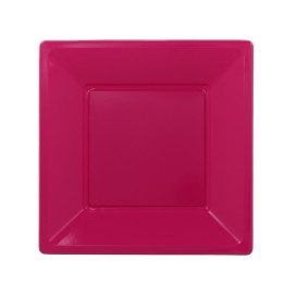 Plastic Plate Square shape Flat Fuchsia 17 cm (750 Units)