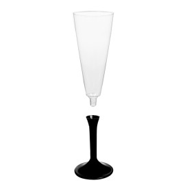 Plastic Stemmed Flute Sparkling Wine Black 160ml 2P (40 Units)