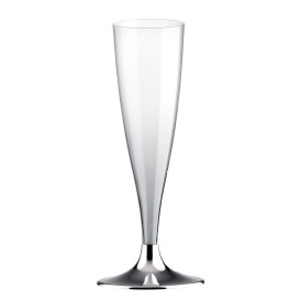 Plastic Stemmed Flute Sparkling Wine Niquel Chrome 140ml 2P (400 Units)