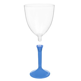Plastic Stemmed Glass Wine Blue Clear Removable Stem 300ml (200 Units)