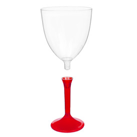 Plastic Stemmed Glass Wine Red Clear Removable Stem 300ml (40 Units)