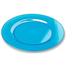 Plastic Plate Round shape Extra Rigid Turquoise 23cm (6 Units) 