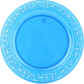 Plastic Plate Round shape "Lace" Turquoise 23cm (88 Units)