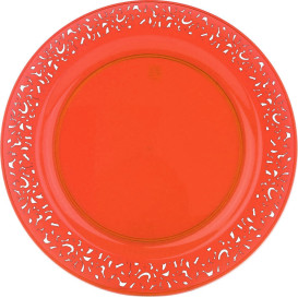 Plastic Plate Round shape "Lace" Orange 19cm (88 Units)