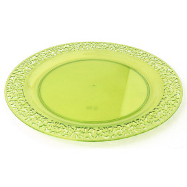 Plastic Plate Round shape "Lace" Green 19cm (4 Units) 