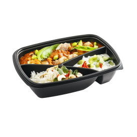 Plastic Deli Container PP 3C Black 900ml 23x17x5cm (300 Units)