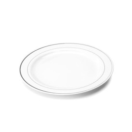 Plastic Plate Extra Rigid with Border Silver 26cm (6 Units) 