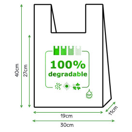 Plastic T-Shirt Bag 100% Degradable 30x40cm (6000 Units)