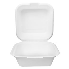 Sugarcane Burger Box White 15x15x8cm (50 Units)  