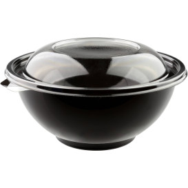 Plastic Bowl PET with Lid Black 1500ml Ø23cm (30 Units)