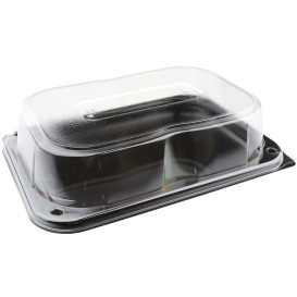 Plastic Tray with Lid Black 24x17cm (30 Uds)