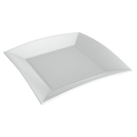 Sugarcane Plate Square shape "Nice" White 18x18 cm (500 Units)
