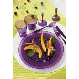 Plastic Plate Round shape Extra Rigid Eggplant 23cm (6 Units) 