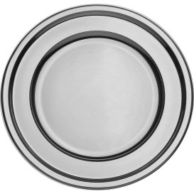 Plastic Plate PET Round shape Silver Ø23 cm (6 Units) 