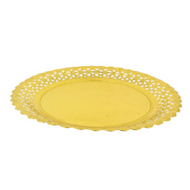 Paper Plate Round Shape Doilie Gold 35cm (50 Units) 