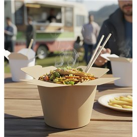 Paper Take-Out Container 100% ECO Kraft 26Oz/780ml (50 Units)