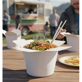 Paper Take-Out Container 100% ECO White 26Oz/780ml (50 Units)