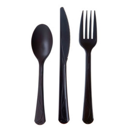 Cornstarch Spoon CPLA Compostable Premium Black 15,5 cm (25 Units) 