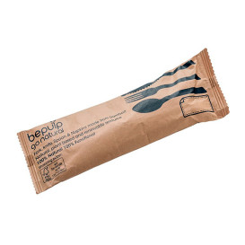 Set Cutlery Bamboo with Napkin 3Pcs (50 Sets)