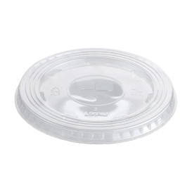Plastic Lid with Straw Slot PET Crystal Flat Ø9,4cm (100 Units)  