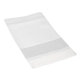 Paper Doypack White with self closing and Window 20+10x30cm (500 Units)