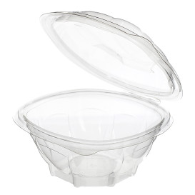 Plastic Hinged Salad Bowl PET Round Shape 500ml (100 Units) 