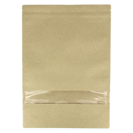 Paper Doypack Kraft with self closing and Window 25+12x35cm (250 Units)