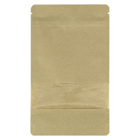 Paper Doypack Kraft with self closing and Window 12+6x20cm (1000 Units)