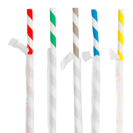 Paper Straw Flexible Pack Wrapped Ø0,6cm 23cm (250 Units)