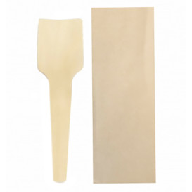Wooden Ice Cream Spoon Wrapped 9,5cm (50 Units)  