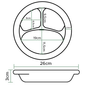 Foam Plate "Quiet Classic" 3 C. Laminated Black Ø26 cm (125 Units)  