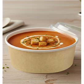 Paper Soup Bowl with Lid Kraft PP 38 Oz/1140ml (100 Units)