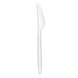 Reusable Plastic PS Knife Transparent 18cm (50 Units)