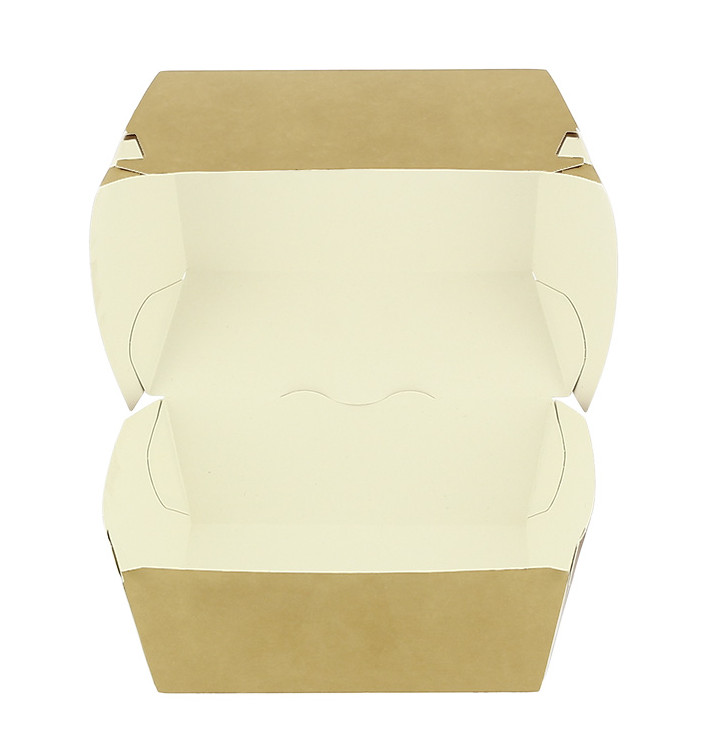 Paperboard Burger Box Kraft XXL Double Closing 13x13x9cm (400 Units)