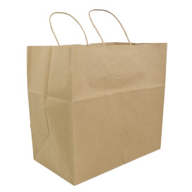 Paper Bag with Handles Kraft Brown 100g/m² 30+18x29cm (25 Units) 