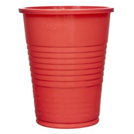Plastic Cup PS Red 200ml Ø7cm (50 Units) 