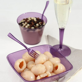 Plastic Bowl PS Crystal Hard Eggplant 480ml 14x14cm (4 Units) 