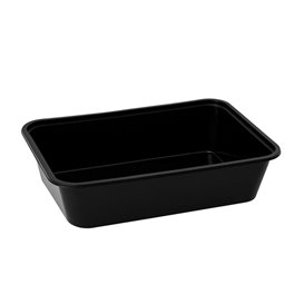 Rectangular Container in PP Black with Lid 500ml 17,3x11,9cm (50 Units)
