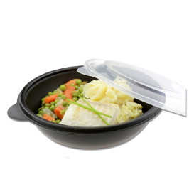 Plastic Deli Container with Lid PP Black 750ml Ø19x4cm (90 Units)