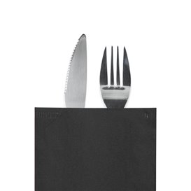 Paper Cutlery Envelopes with Napkin Black 11x25cm (100 Units)