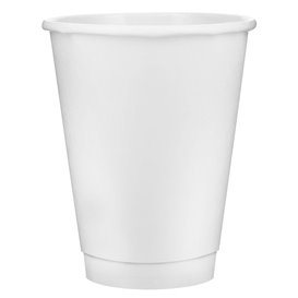 Cardboard Cup 12Oz/360ml Double Wall Smooth White Ø9cm (25 Units) 