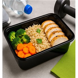 Rectangular Container in PP Black 750ml 17,6x12,4x6cm (500 Units)