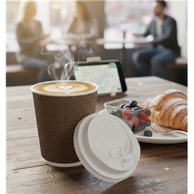 Plastic Lid with Hole PS White Ø8,0cm (1000 Units)