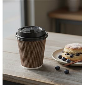 Black PS Lid SIP With Hole for Paper Cups Ø9cm (500 Units)