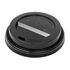 Black PS Lid Travel With Hole for Paper Cups Ø9cm (50 Units)