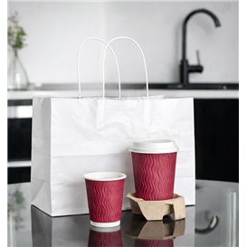 Paper White Bag with Twisted Handles 80g/m² 32+16x27cm (25 Units) 